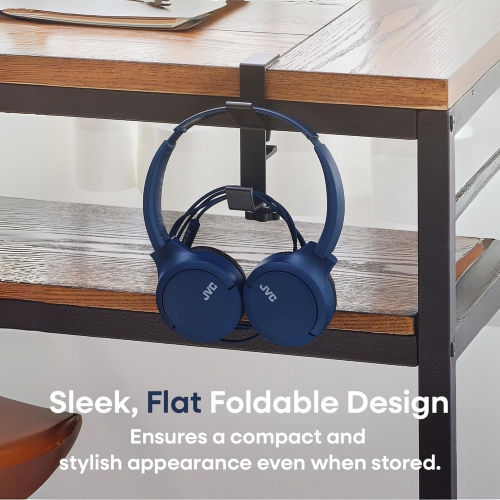 JVC – Écouteurs avec fil USB-C avec microphone – Léger, confortable, pliable, bleu – HA-S33UC-A.