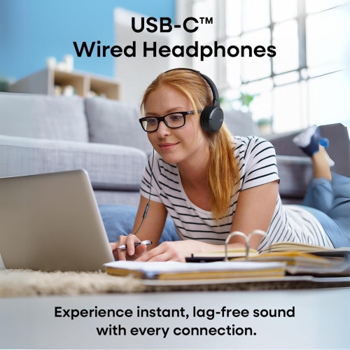JVC - Wired USB-C Headphones with Microphone – Lightweight, Comfortable, Foldable, Black - HA-S33UC-B