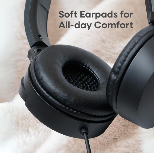 JVC - Wired USB-C Headphones with Microphone – Lightweight, Comfortable, Foldable, Black - HA-S33UC-B