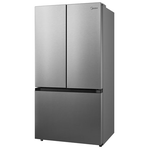 Réfrigérateur à deux portes de 22,6 pi³ 33 po avec distributeur de glaçons de Midea - Inox