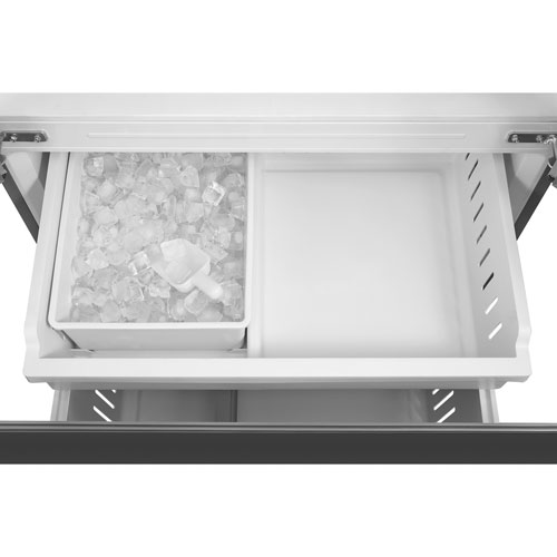 Réfrigérateur à deux portes de 22,6 pi³ 33 po avec distributeur de glaçons de Midea - Inox