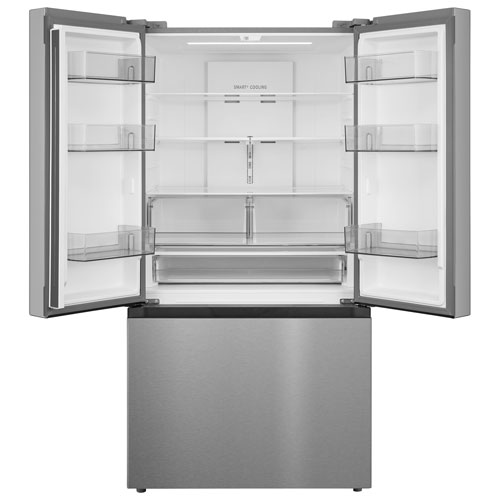 Réfrigérateur à deux portes de 22,6 pi³ 33 po avec distributeur de glaçons de Midea - Inox