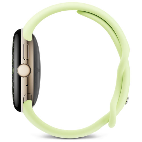 Montre Pixel Watch 4 41 mm de Google avec boîtier en aluminium champagne doré et bracelet sport citronnelle