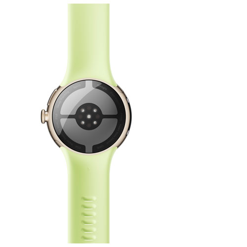 Montre Pixel Watch 4 41 mm de Google avec boîtier en aluminium champagne doré et bracelet sport citronnelle