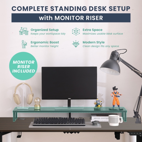 MotionGrey Ergo2 Standing Desk Bundle - Electric Height Adjustable Desk 55"x24" Dark Brown Top, Black Frame, Memory Settings-Ergonomic Sit Stand Home