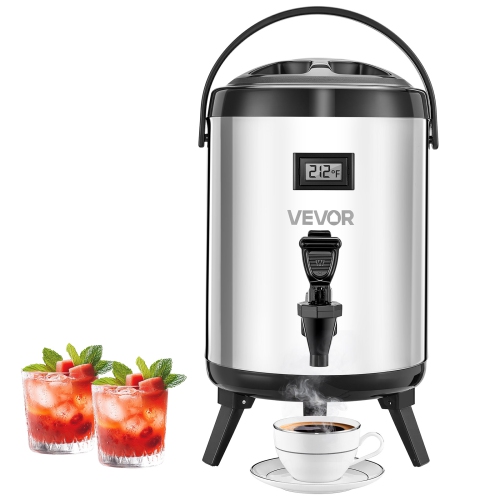 VEVOR 1.5 Gal/6L Insulated Beverage Dispenser, Stainless Steel Thermal Drink Server with Spigot & Temp Display,Suitable for Hot and Cold Drinks,for