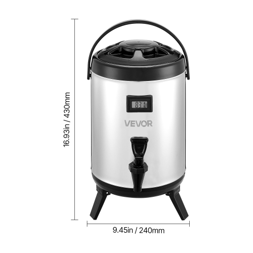 VEVOR 1.5 Gal/6L Insulated Beverage Dispenser, Stainless Steel Thermal Drink Server with Spigot & Temp Display,Suitable for Hot and Cold Drinks,for