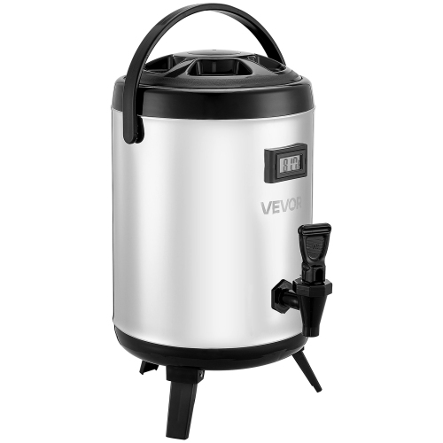 VEVOR 1.5 Gal/6L Insulated Beverage Dispenser, Stainless Steel Thermal Drink Server with Spigot & Temp Display,Suitable for Hot and Cold Drinks,for