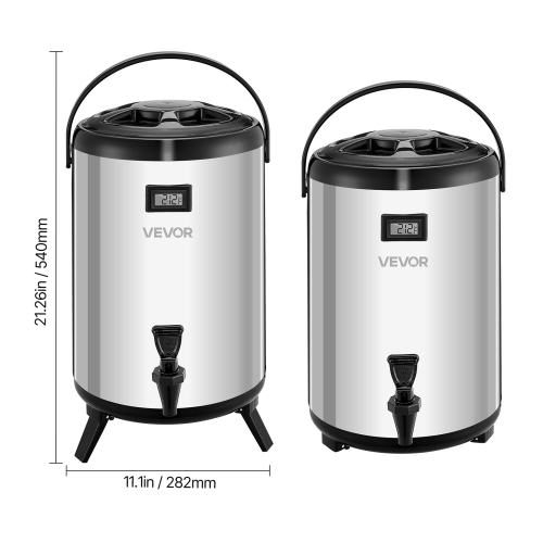 VEVOR 3.2 Gal/12L Insulated Beverage Dispenser,Stainless Steel Thermal Drink Server with Spigot & Temp Display,Suitable for Hot and Cold Drinks,for