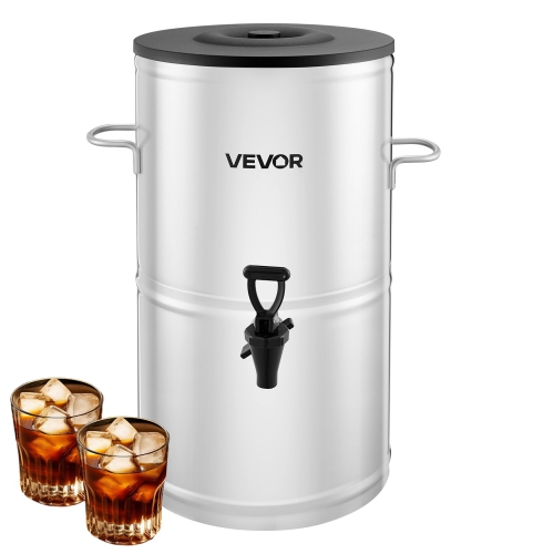 VEVOR 4 Gal/15L Ice Tea Dispenser, 304 Stainless Steel Beverage Dispenser with Spigot & Handle, Suitable for Hot and Cold Drinks, for Iced Tea Coffee