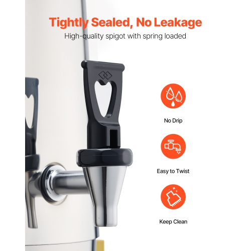 VEVOR 3.4 Gallon Stainless Steel Beverage Dispenser, Drink Dispenser with Alcohol Burner, Hot & Cold Drink Dispensers with Spigot for Coffee Tea Hot