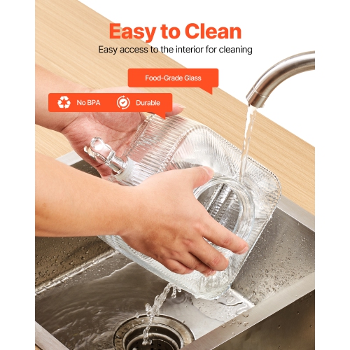 VEVOR 0.8 Gallon Beverage Dispenser, Drink Dispensers for Parties, Glass Juice Dispenser with No-Drip Spigot and Lid, Iced Tea Lemonade Juice Water