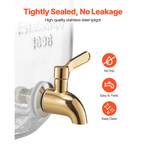 VEVOR 2 Pack 2 Gallon Beverage Dispenser, Drink Dispensers for Parties, Glass Juice Dispenser with Metal Stand, Stainless Steel Spigot, Iced Tea