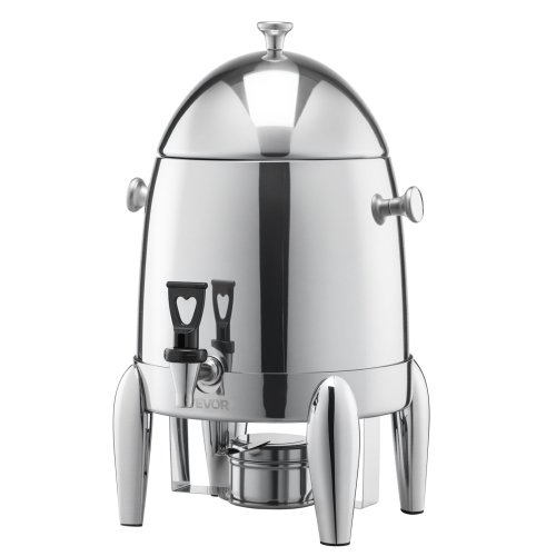 VEVOR 2.7 Gallon Stainless Steel Beverage Dispenser, Drink Dispenser with Alcohol Burner, Hot & Cold Drink Dispensers for Coffee Tea Hot Water, with