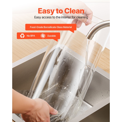 VEVOR 3.5 Gallon Beverage Dispenser, Drink Dispensers for Parties, Glass Juice Dispenser with Wood Stand, Stainless Steel Spigot, Iced Tea Lemonade