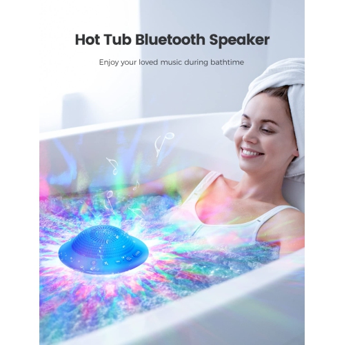 Haut-parleur de piscine flottant avec lumières LED colorées, haut-parleurs Bluetooth étanches IPX7 pour spa, haut-parleur sans fil portatif Bluetooth