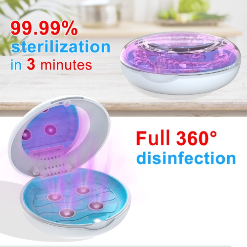 UVC Disinfectant Aligner Case with Vent Holes Mirror, UV Light Denture Box Slim, Retainer Holder Box for Mouth Guard, Night Guard, Teeth Braces