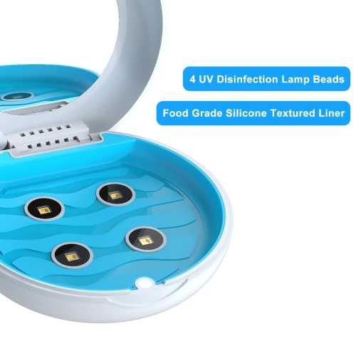 UVC Disinfectant Aligner Case with Vent Holes Mirror, UV Light Denture Box Slim, Retainer Holder Box for Mouth Guard, Night Guard, Teeth Braces