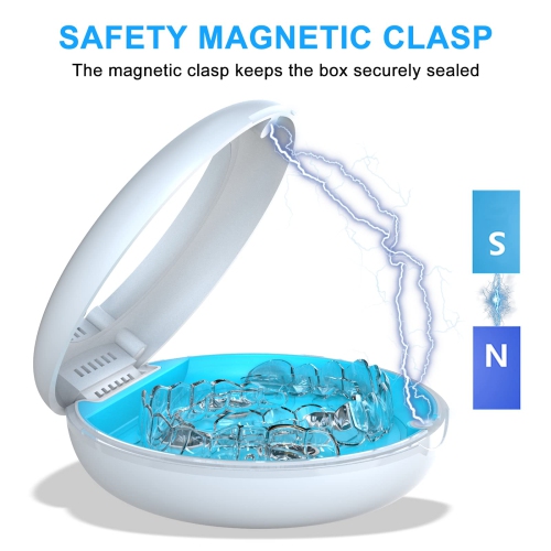 UVC Disinfectant Aligner Case with Vent Holes Mirror, UV Light Denture Box Slim, Retainer Holder Box for Mouth Guard, Night Guard, Teeth Braces