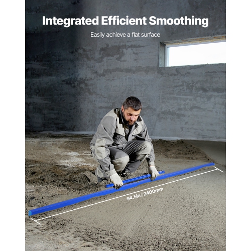 VEVOR 96 Inch Concrete Screed, Screed with Level Vial, Easy Cleanup & End Cap Design, Aluminum Lightweight & Reversable Handle for Leveling Floors,