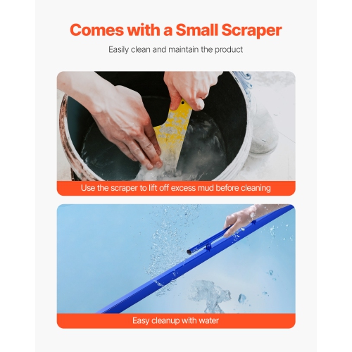 VEVOR 96 Inch Concrete Screed, Screed with Level Vial, Easy Cleanup & End Cap Design, Aluminum Lightweight & Reversable Handle for Leveling Floors,