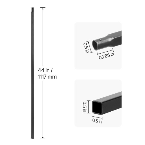 VEVOR 11 Pack Staircase Balusters, 44 Inch Durable Carbon Steel Stair Balusters, 0.5 Inch Indoor Square Metal Spindle Railing, Corrosion-Proof Hollow