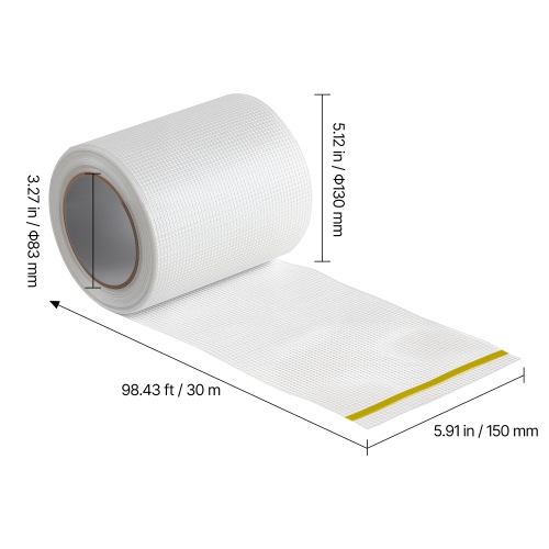 VEVOR 5.91 inch W x 98.43 ft L Drywall Mesh Tape, Self-Adhesive Fiberglass Drywall Joint Tape, 12 Rolls Dry Wall Patch for Easy Sheetrock Ceiling