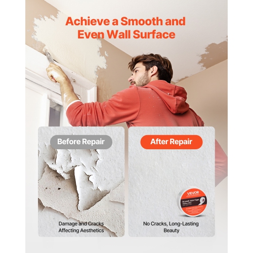 VEVOR 1.97 inch W x 147.64 ft L Drywall Mesh Tape, Self-Adhesive Fiberglass Drywall Joint Tape, 36 Rolls Dry Wall Patch for Easy Sheetrock Ceiling