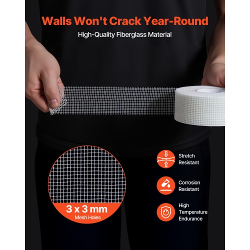 VEVOR 1.97 inch W x 147.64 ft L Drywall Mesh Tape, Self-Adhesive Fiberglass Drywall Joint Tape, 36 Rolls Dry Wall Patch for Easy Sheetrock Ceiling