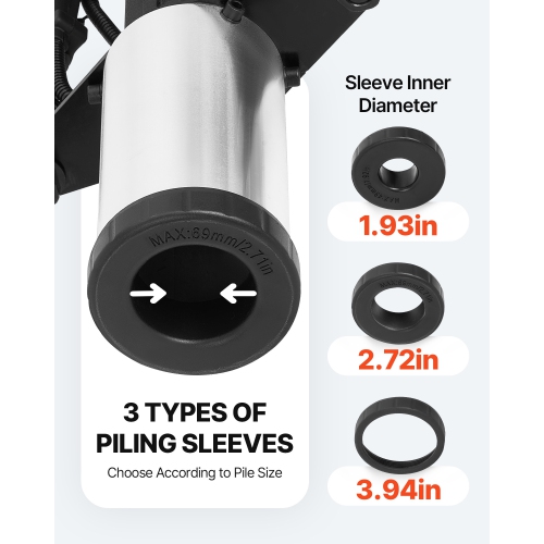 VEVOR 37.7cc Gas Powered T Post Driver, 4-Stroke Engine Efficient Post Pounder with 3 Piling Sleeves, Vibration-Reducing Handle, Heavy Duty Fence