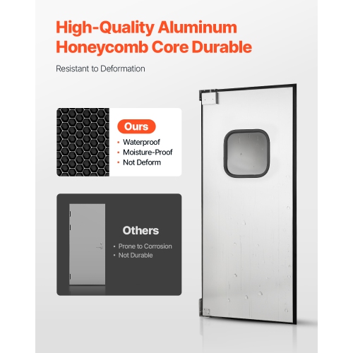 VEVOR 36"W x 84" HTraffic Swing Door, Single Panel, Stainless Steel Commercial Swinging Doors with Hardware & Accessories, Ideal for Residential Use,