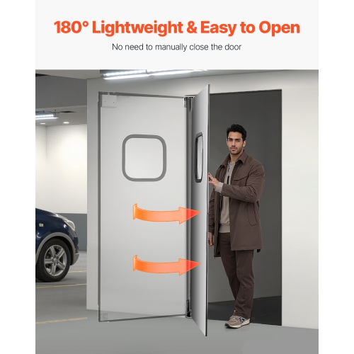 VEVOR 36"W x 84" HTraffic Swing Door, Single Panel, Stainless Steel Commercial Swinging Doors with Hardware & Accessories, Ideal for Residential Use,