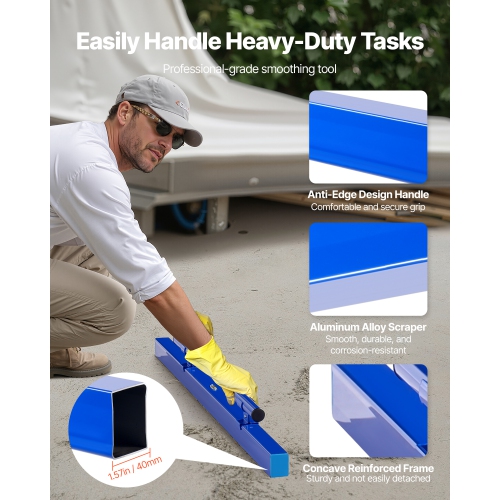 Vis à béton VEVOR de 48 po, vis avec fiole de niveau, nettoyage facile et embout, légère en aluminium et poignée réversible pour niveler les