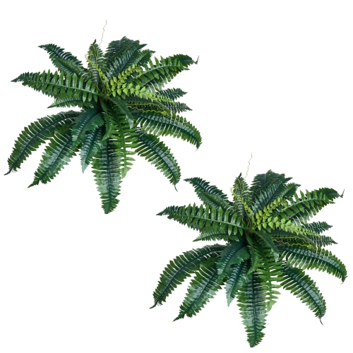 VEVOR 2 Pcs Artificial Ferns , Natural Spread Diameter 31-34 Inch, Large Hanging Artificial Boston Ferns, Fake Plant Wall Decor with 30 Branches,