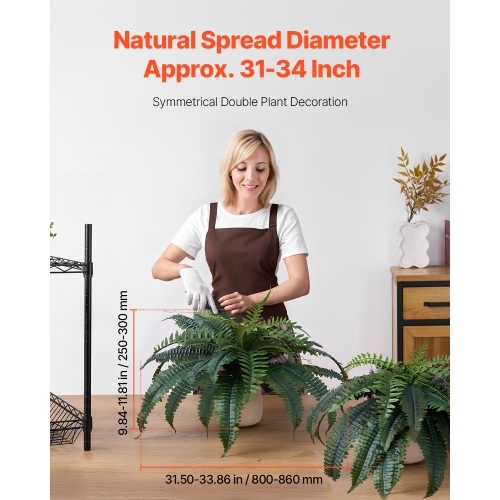 VEVOR 2 Pcs Artificial Ferns , Natural Spread Diameter 31-34 Inch, Large Hanging Artificial Boston Ferns, Fake Plant Wall Decor with 30 Branches,