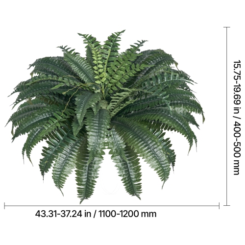 VEVOR 2 Pcs Artificial Ferns , Natural Spread Diameter 43-47 Inch, Large Hanging Artificial Boston Ferns, Fake Plant Wall Decor with 50 Branches,