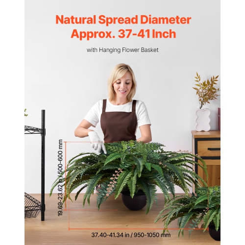 VEVOR 37-41 Inch Artificial Ferns, Natural Spread Diameter , Large Hanging Fake Boston Ferns, Sunlight Resistant Fake Plant Wall Decor with 80