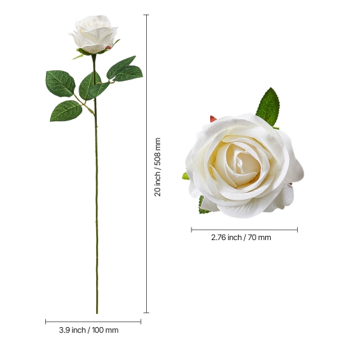 VEVOR 60 pcs Artificial Flowers, Real Looking White Foam Fake Roses Bulk, White Faux Bridal Shower with Stems for DIY Wedding Bouquets, Home