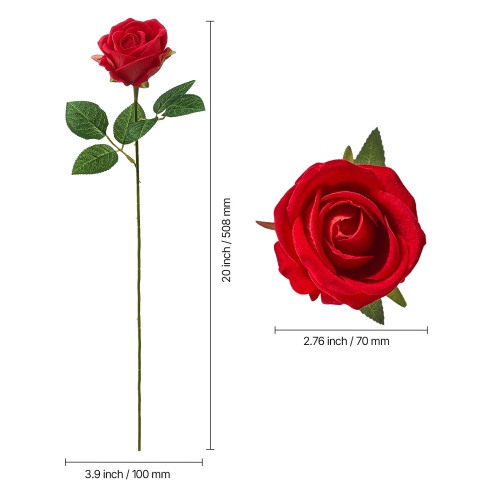 VEVOR 500 pcs Artificial Flowers, Real Looking Red Foam Fake Roses Bulk, Faux Red Bridal Shower with Stems for DIY Wedding Bouquets, Home