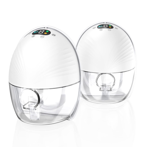 2PCS Wearable Breast Pump with 24mm Flanges, Low-Noise and Painless Hands Free Electric Breast Pump