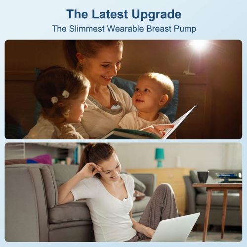 2PCS Wearable Breast Pump with 24mm Flanges, Low-Noise and Painless Hands Free Electric Breast Pump