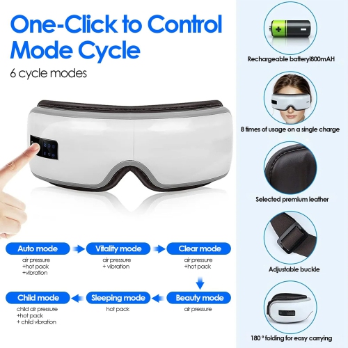 Electric Eye Massager Smart Vibration Hot Compress Relieves Fatigue And Dark Circles Eye Mask With Bluetooth Eye Care Instrument