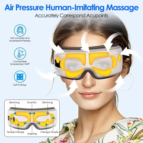 Electric Eye Massager Smart Vibration Hot Compress Relieves Fatigue And Dark Circles Eye Mask With Bluetooth Eye Care Instrument