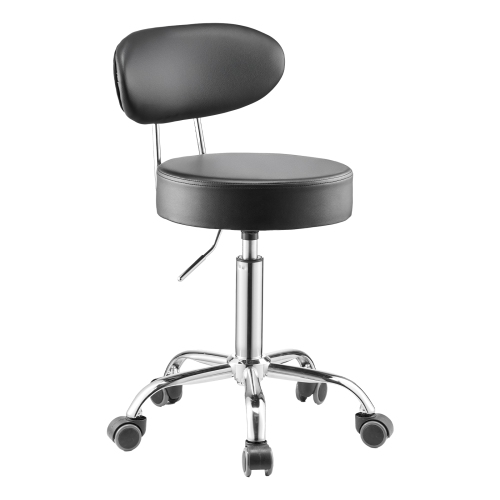 VEVOR 300lbs Load Shop Stool with Backrest, Pneumatic Garage Seat with Wheels, Adjustable Roller Creeper Seat, 360° Padded Workshop Stool, for