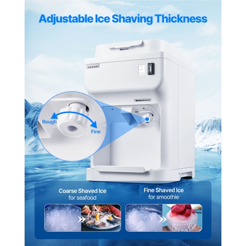 VEVOR 350W Commercial Ice Shaver Crusher, 220lbs Per Hour Electric Snow Cone Maker with 4L Ice Cube Box,1500RPM Tabletop Shaved Ice Machine for