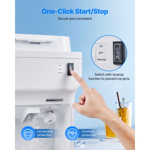 VEVOR 350W Commercial Ice Shaver Crusher, 220lbs Per Hour Electric Snow Cone Maker with 4L Ice Cube Box,1500RPM Tabletop Shaved Ice Machine for