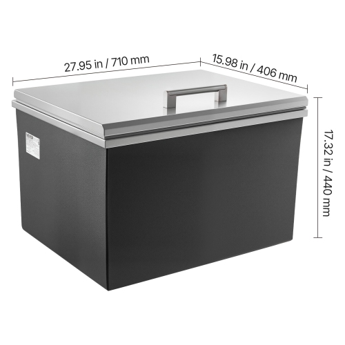 VEVOR 28"L x 16"W x 17"H Drop in Ice Chest, Stainless Steel Drop in Cooler, 87.6 Quart Commercial Ice Bin with Flip Lid for Outdoor Kitchen Patio