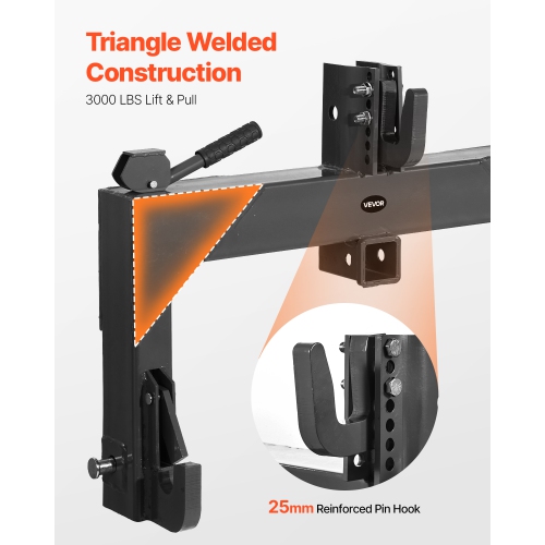 VEVOR 3-Point Quick Hitch with 2 in Receiver, 3000Lbs Lift Capacity, 3-Pt Hitch with 5 Level Adjustable Bolt, Fits Category 1 & 2 Tractor, Heavy Duty