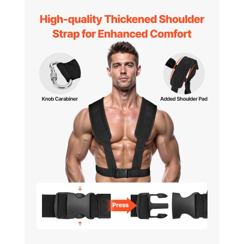 VEVOR Weight Sled, Steel Power Sled, Fitness Strength Training Sleds for Athletic Exercise Speed Improvement, with Harness, Compatible with 2 in