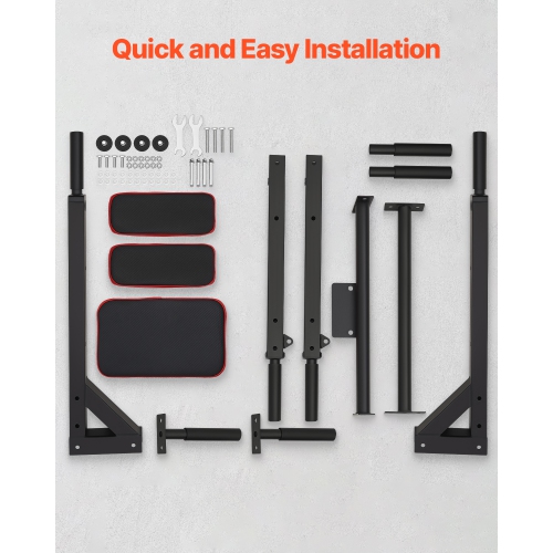 VEVOR 440 lbs Weight Capacity Multifunctional Pull Up Bar, Wall Mounted Chin Up Bar Dip Station for Home Gym, Heavy Duty Steel Upper Body Workout